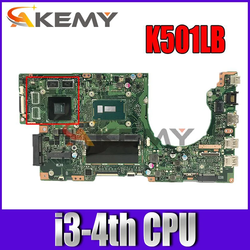 

Материнская плата akemy для ASUS K501LB A501L K501L K501LX Laotop, материнская плата K501LB с i3-4th 4GB-RAM GT940M/2 ГБ протестирована на 100%