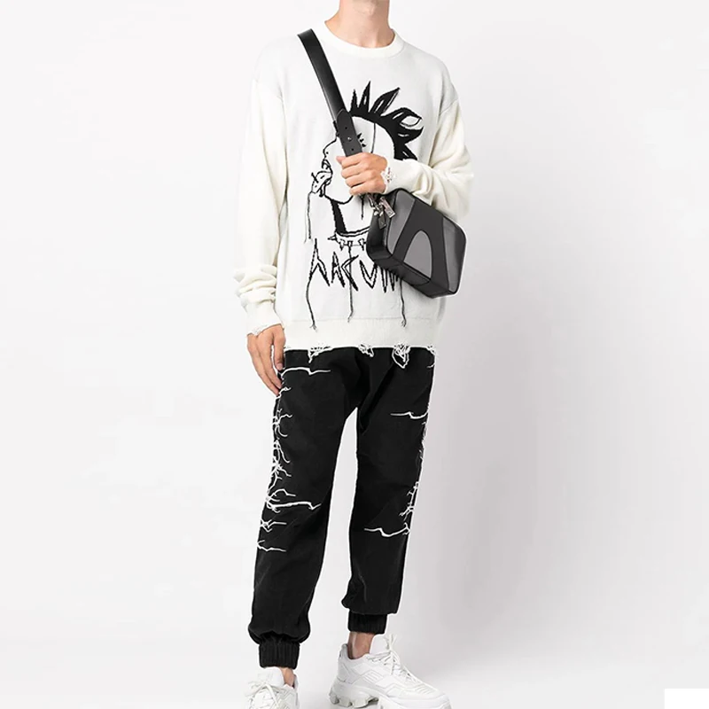 Y2k 2024 New Gothic Punk Autumn/Winter Outdoor Leisure Warm Sweater Jacquard Hip Hop Knitted women's clothes