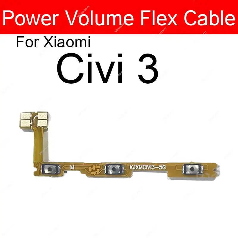Боковая кнопка питания гибкий кабель для Xiaomi Civi 1 1s 2 3 2109119BC 2209129SC Кнопка боковой