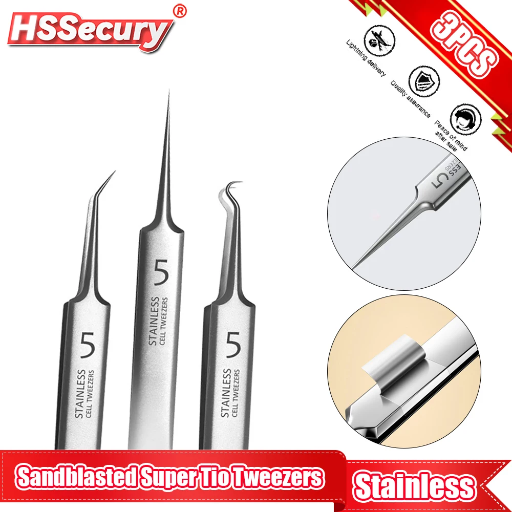 

1/2/3pcs Anti-Static Tweezers German Straight Precision Maintenance Industrial Repair Home Working Eyebrow DIY Tweezer Tools Set