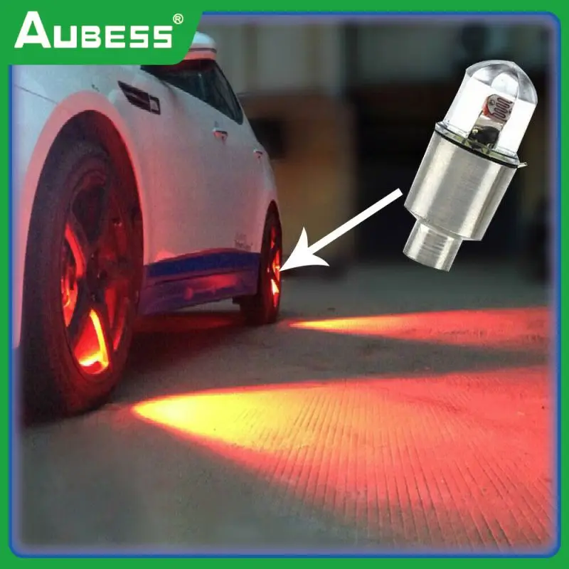 

2pcs Car Auto Wheel Tire Air Valve Stem Led Light Cap Cover Durable Led Light Cap Cover Rust Resistant Waterproof Wheel Light