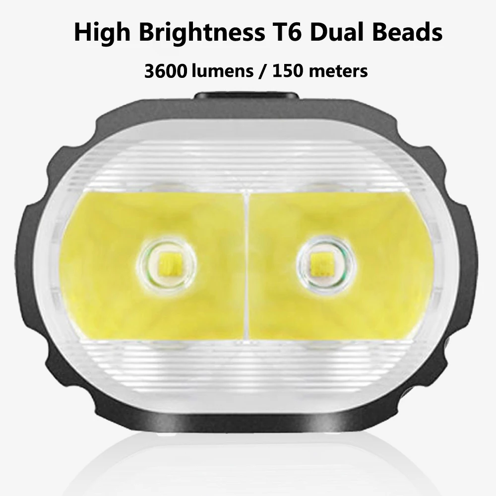 3600LM USB Перезаряжаемая Велосипедная Фара 2 Светодиода 4800 мАч Водонепроницаемая