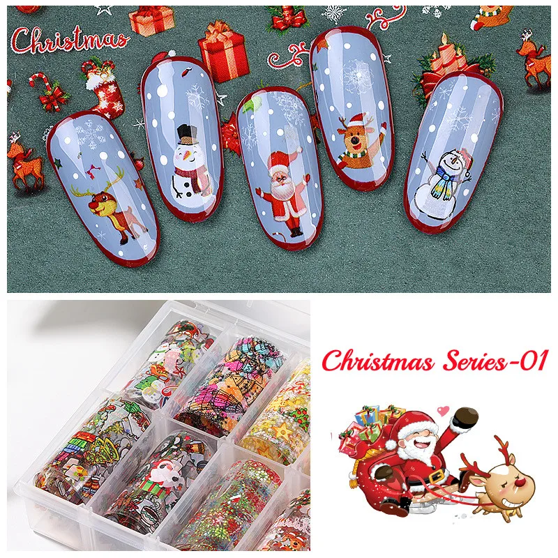 10 рулонов/коробка 3D-наклейки для ногтей