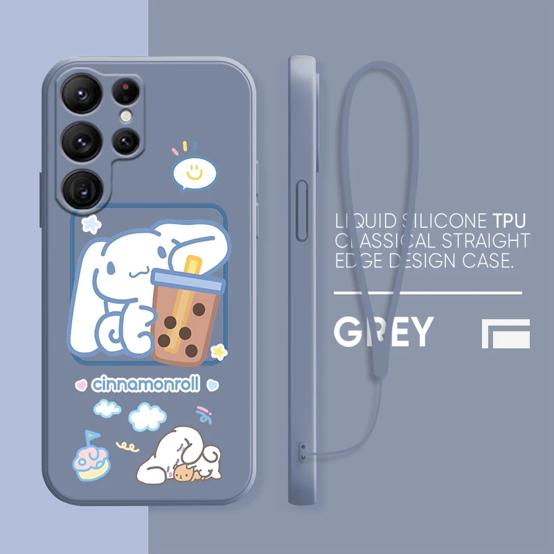 

Sanrio Kuromi Cinnamoroll Case For Samsung Galaxy S22 S21 S20 S10 Note20 10 Ultra Plus Pro FE Lite Liquid Rope Phone Cover Coque