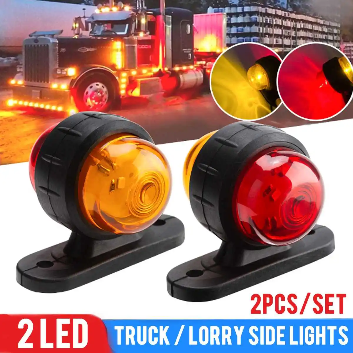 

2pcs 12V 24V Car Truck Side Marker LED Side Light Outline Lamp Signal Indicator light Trailer Van Bus Caravan Boat Lorry