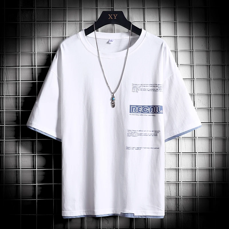 

Мужская хлопковая футболка с принтом, Повседневная Свободная футболка с круглым вырезом в стиле хип-хоп, лето 2022