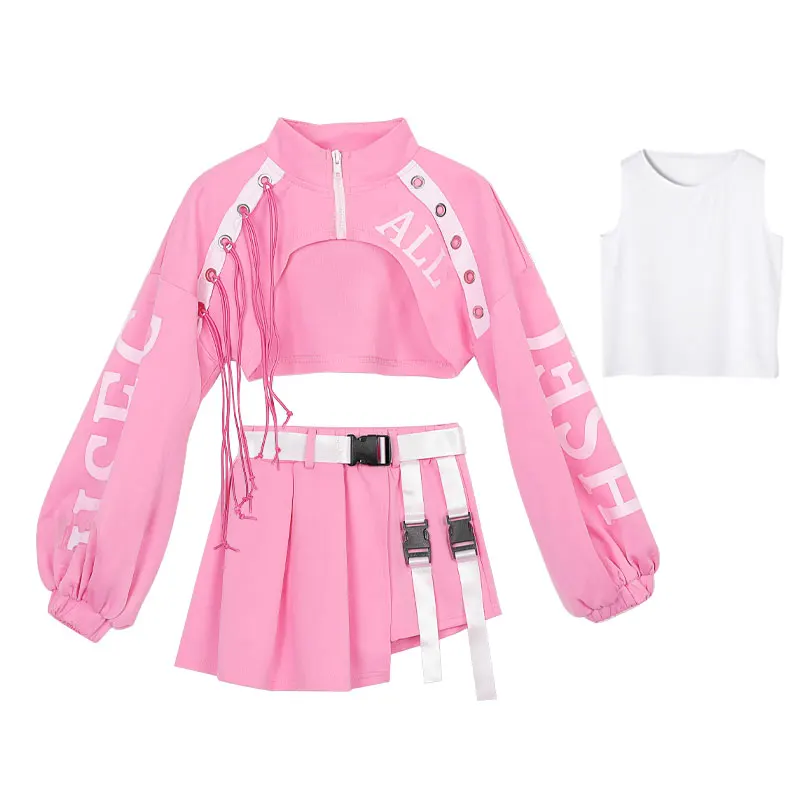 Детская одежда в стиле хип-хоп розовый красивый уличный танцевальный костюм для