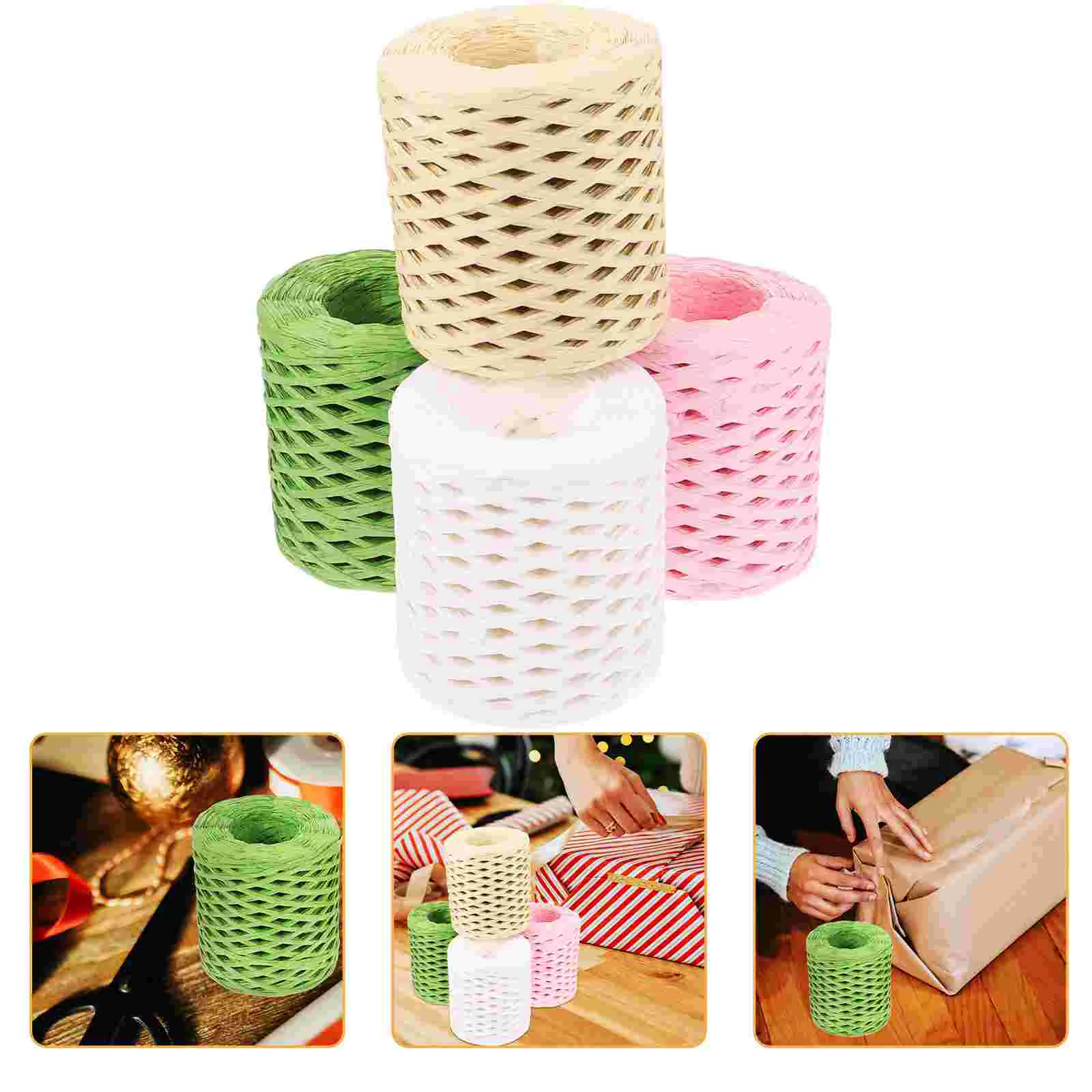 

4 Rolls Accessories Cumpleaños Para Raffia Decorative Paper Twine