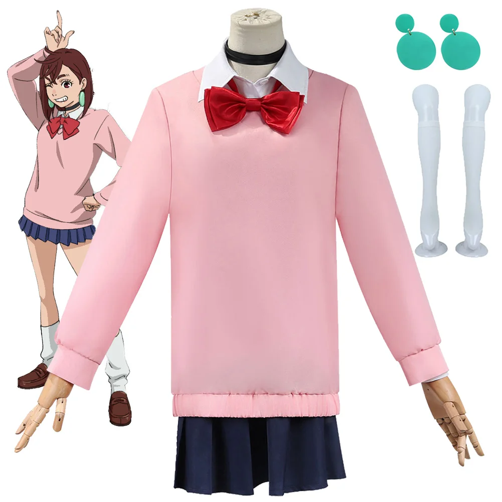 Аниме Dan Dadan Momo Ayase Косплей Костюм Платье Юбка Школьная форма Серьги Колье