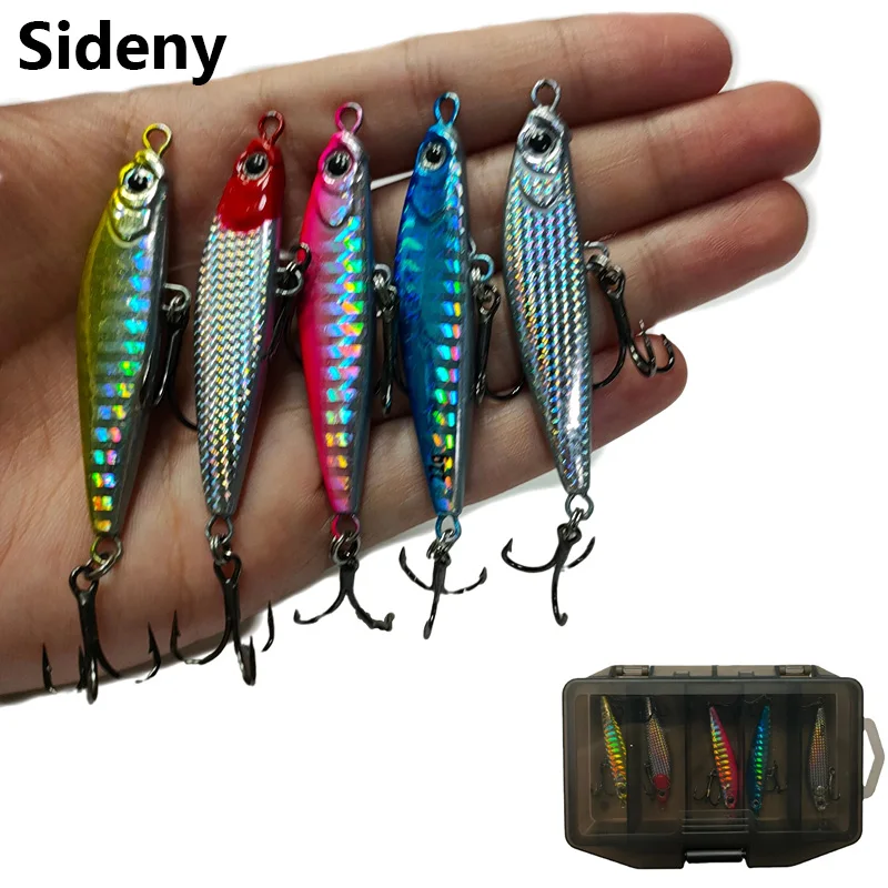

Sideny Fishing Lures Metal Cast Jig Spoon 5pcs/Box 10g/14g/18g/22g Shore Casting Jigging Fish Sea Bass Artificial Bait Tackle