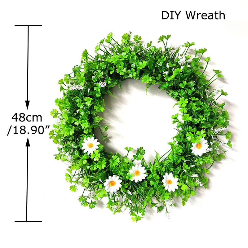 

Искусственная Маргаритка с зелеными листьями, венок «сделай сам», Цветочная Гирлянда для домашнего декора двери, товары для свадебной вече...