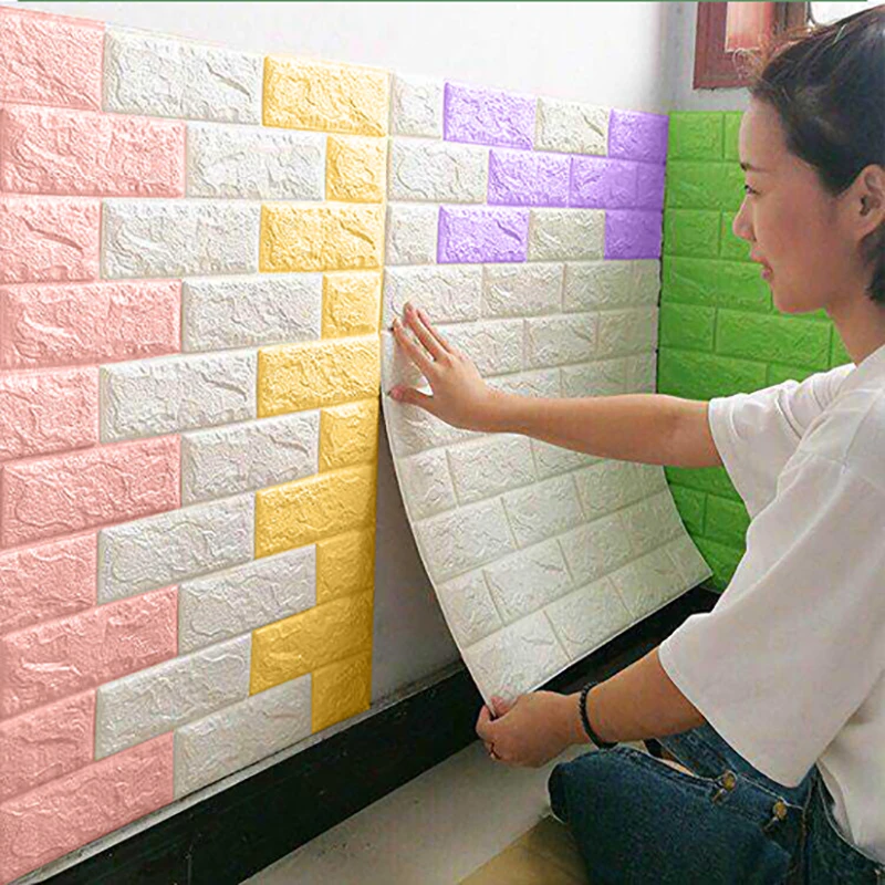 

10M 3D Wall Sticker Imitation Brick Bedroom Home Decor Waterproof Self-adhesive DIY Wallpaper for Living Room Decoration