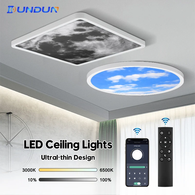 

Smart LED Moon/Blue Sky Ceiling Lamps Remote/Phone Control Brightness Dimmable Simple Round/Square Lamps Ceiling Chandelier