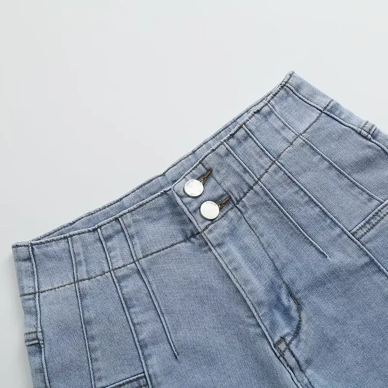 Withered Ins Fashion Blogger Retro Elastic Denim Shorts Ladies Summer High Waist Bermuda Hot Shorts Women