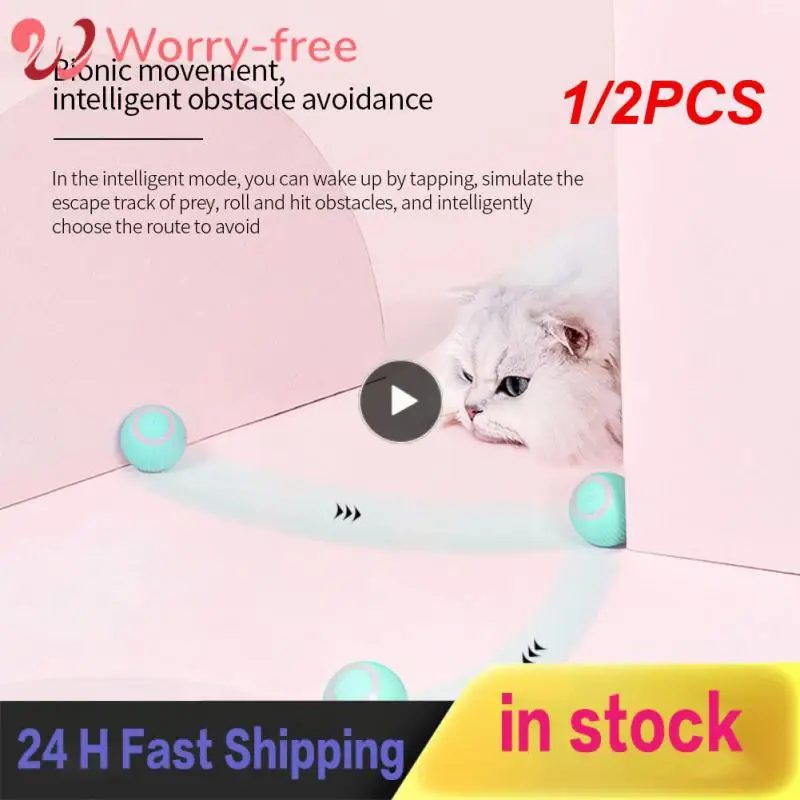 

1/2PCS Electric Cat Ball Toys Automatic Rolling Smart Cat Toys Interactive for Cats Training Self-moving Kitten Toys for Indoor