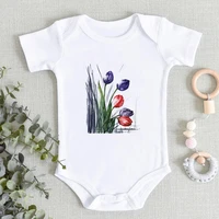 creative simple new watercolor floral graphics o neck infant bodysuits fashion casual four seasons newborn romper