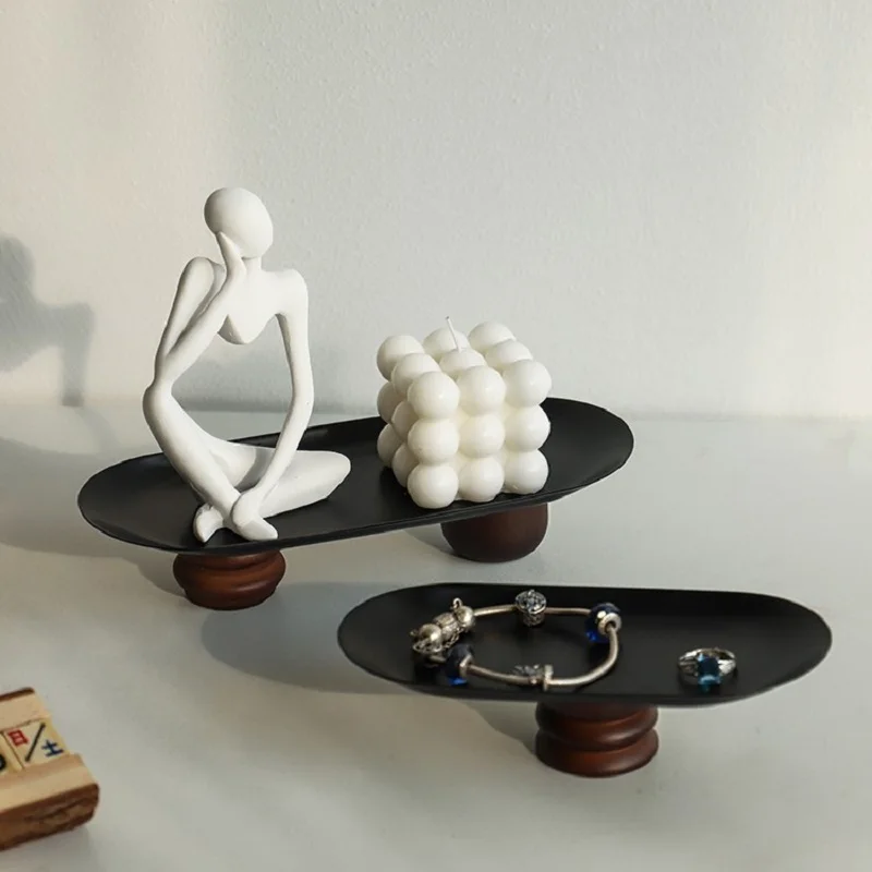 Металлический поднос из нержавеющей стали для украшения прямоугольный круглый