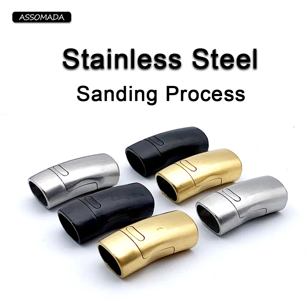 Hole 11x7mm Stainless Steel Magnetic Clasps For Bracelets Rope Handmade Leather Cord Connector Buckle DIY Jewelry Findings