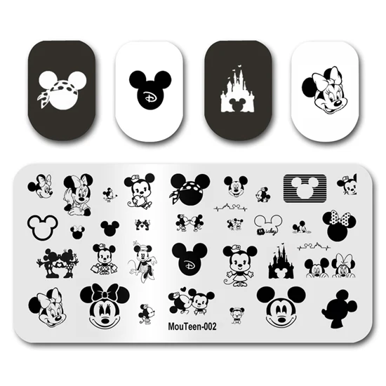 Disney Nail Stamp MouTeen002 Cartoon Mickey Mouse Nail Plates Stamp King Manicure Set For Nail Art Stamping