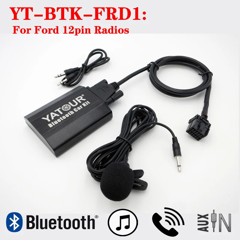 Фото Беспроводной Bluetooth-музыкальный аудиоадаптер Yatour Qualcomm с функцией телефонного звонка с микрофоном для автомобильных радиоприемников Ford Visteon №1