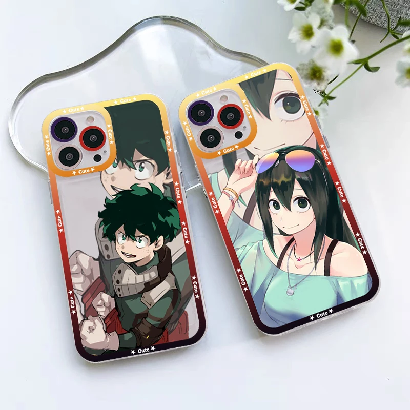 

YNDFCNB My Hero Academia Phone Case For IPhone 11 12 13 14 Mini Pro Max XR X XS TPU Clear Case For 8 7 6 Plus SE 2020