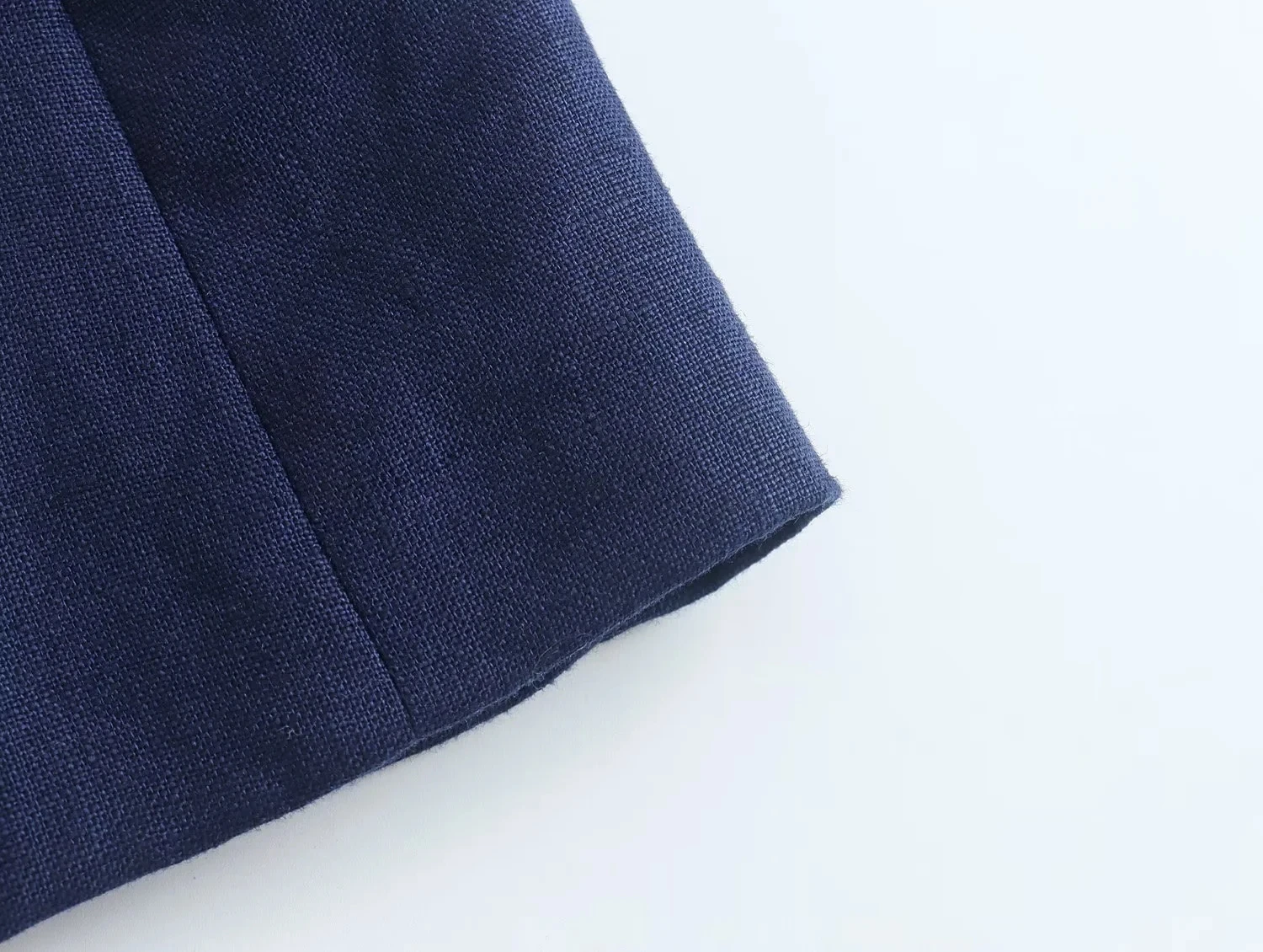 Maxdutti Navy Color Casual Blazers Women England Style Office Lady Fashion Simple Linen Jacket