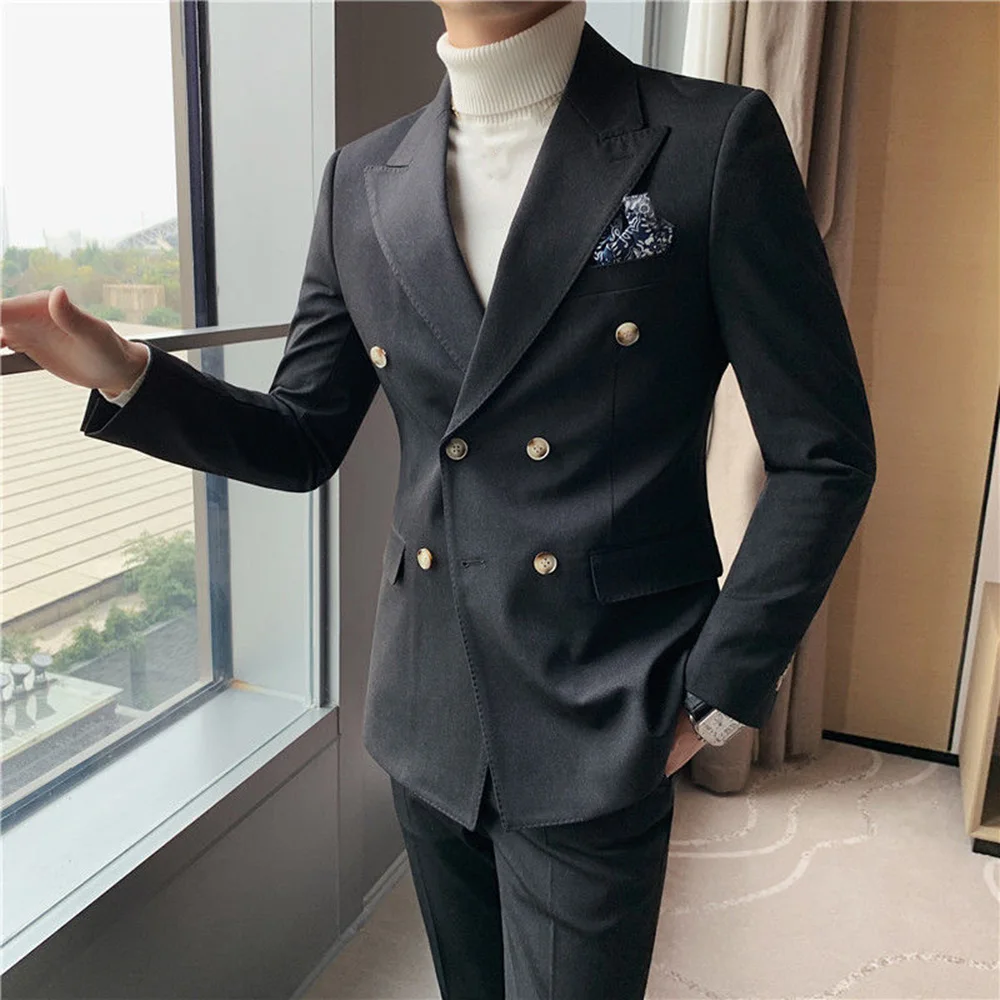 

2022 Fashion Men's Casual Business Suit Male Double Breasted Blazers Waistcoat Mens Fashion Busniss Suit Man Suits Terno