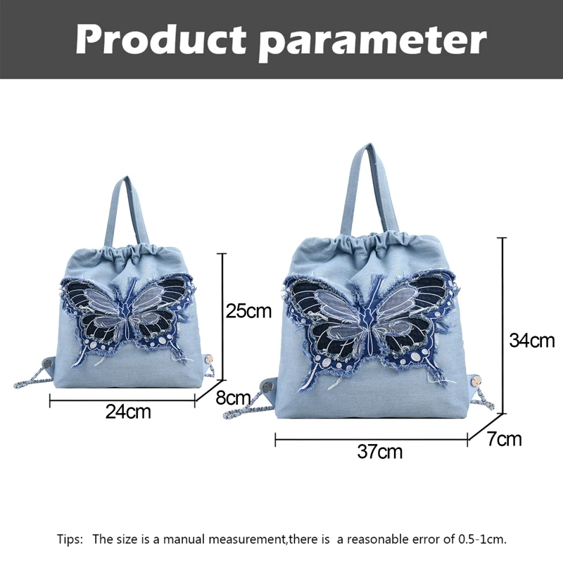 Korean Fashion Backpack For Women Butterfly Embroidery Design Backpack For Women Casual Women's High Capacity Backpack Chic Bags
