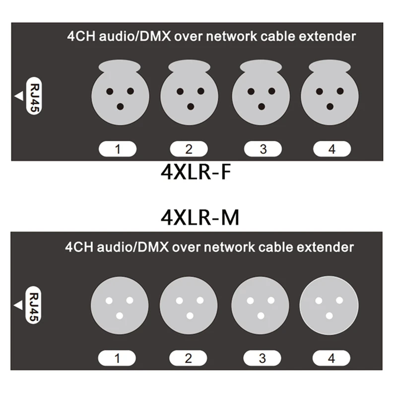 Фото 1 пара 4-канальных 3-контактных XLR аудио и DMX по сети удлинитель кабеля, DMX512 Сетевой удлинитель сигнала 1 штекер + 1 гнездо №4