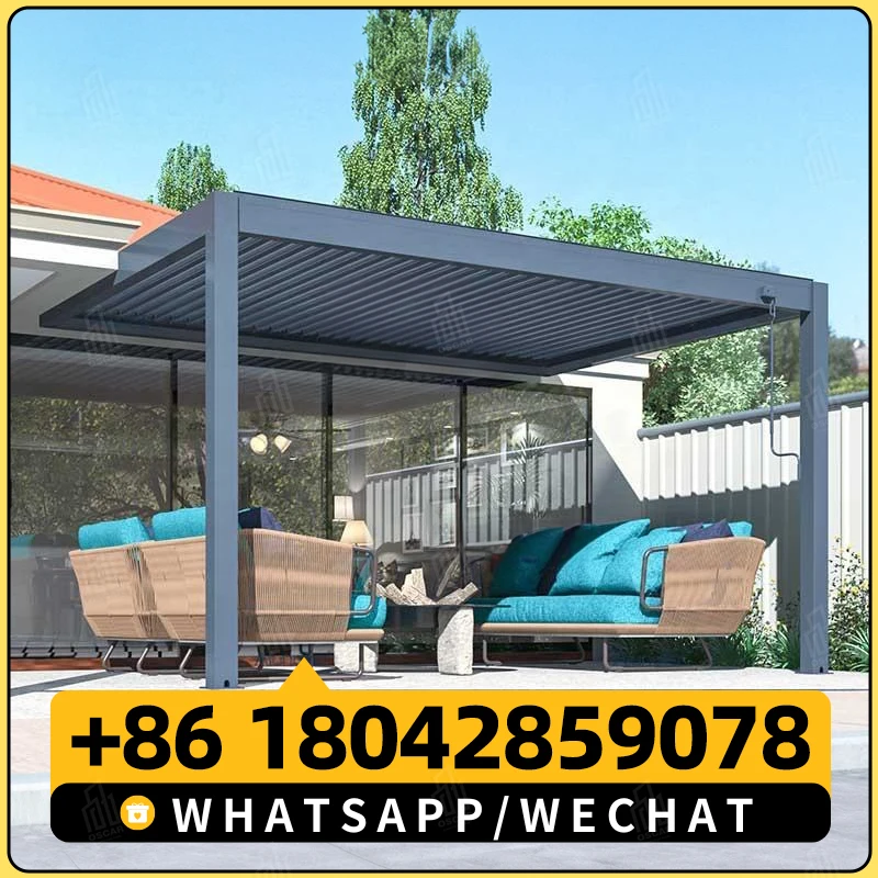 Наружные беседки алюминиевая биоклиматическая непромокаемая крыша с жалюзи