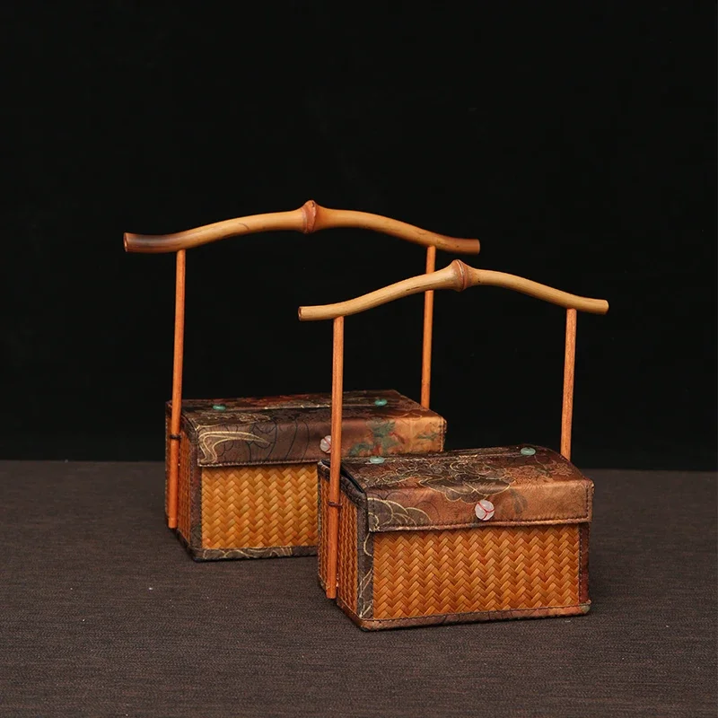 

Chinese bamboo woven fabric paper box tissue box Zen tea table desktop tissue cover living room household paper pump.
