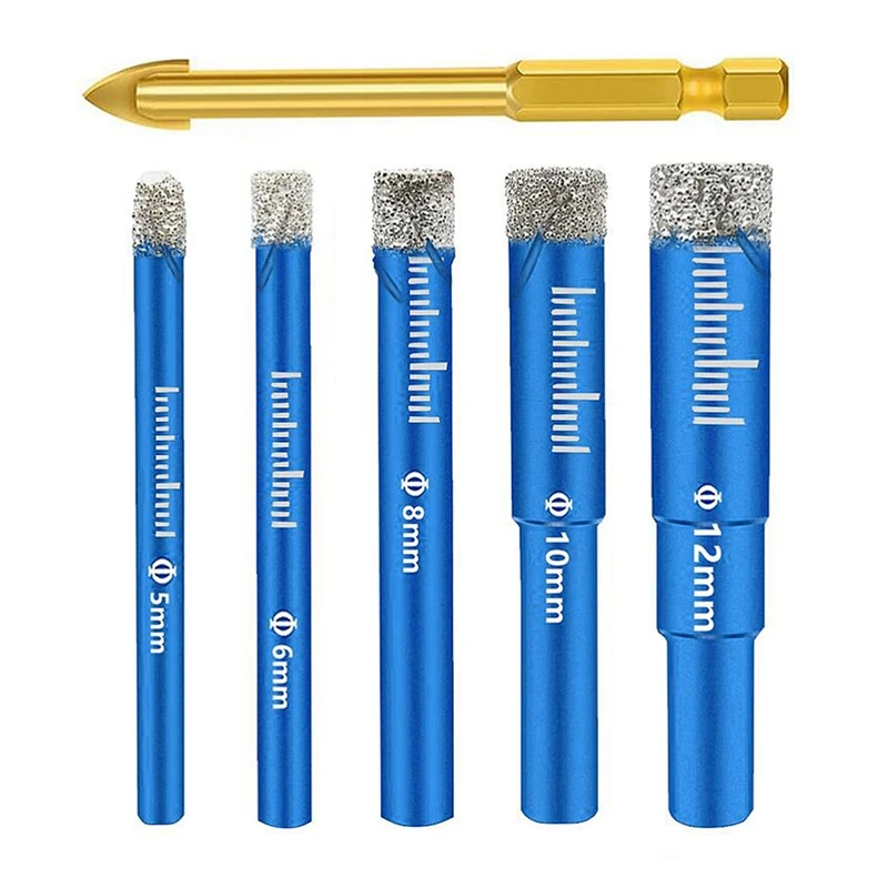 

6PCS Tile Drill Bits Set Diamond Drill Bit Hole Saw Sets Diamond Drill Bit Glass Diamond Core Drill For Granite Marble