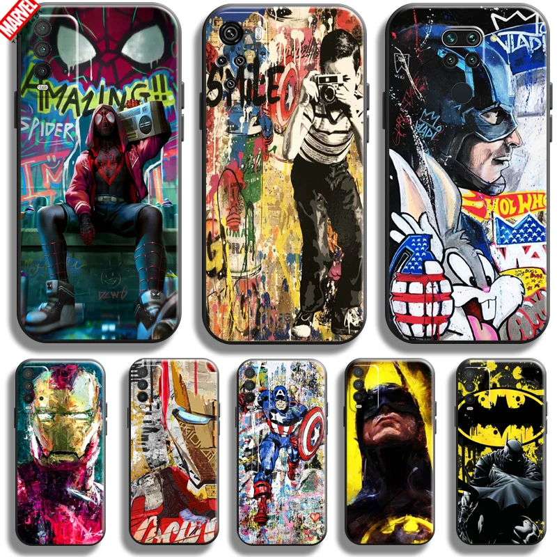 

Marvel Street Graffiti For Xiaomi Redmi Note 9 9T 9S 10S 10T 10 Pro Max 5G Redmi 10 9 9T 9A 9C Phone Case Back Funda Coque Soft