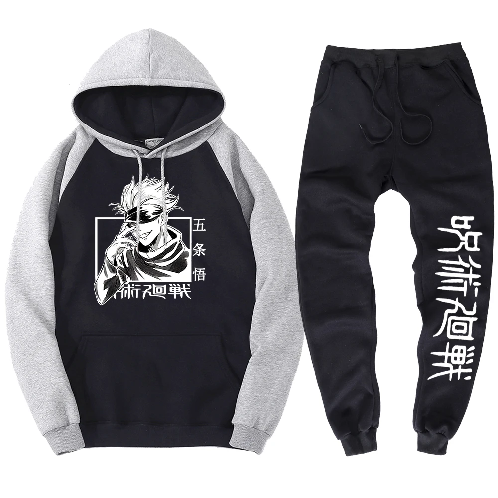 

Gojo Satoru Anime Jujutsu Kaisen Print Hoodies Set Men Harajuku Loose Hoodie Fashion Fleece Hoody Suit Autumn O-neck Sweatshirts
