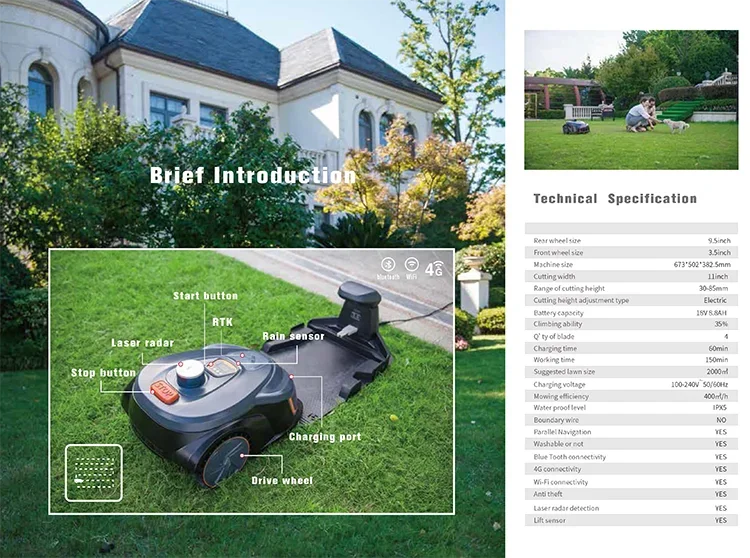 2024 M28E Электрическая RTK GPS-навигация Роботизированная газонокосилка 3D Лидар Slam