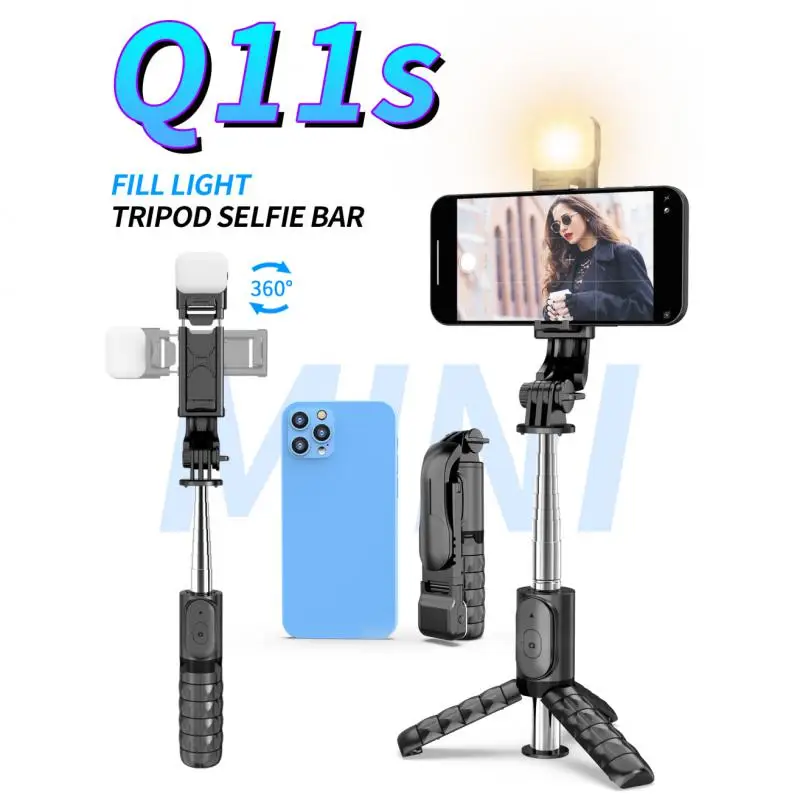 

Black Multifunctional Portable Tripod 4.0 Self-timer Q10s/q11s Mobile Phone Holder Handle Portable Mini
