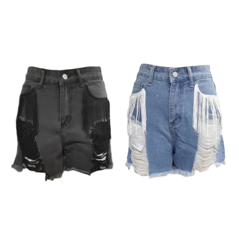 

Шорты женские джинсовые с завышенной талией, узкие модные рваные мини-штаны из денима, уличная одежда, лето