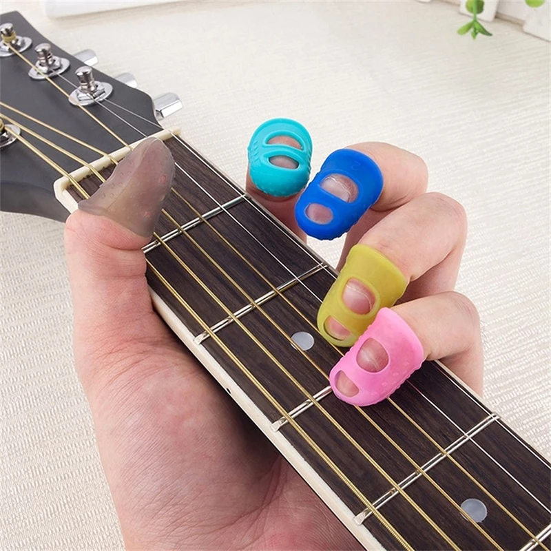 10Pcs Silicone Finger Guards Guitar Fingertip Protectors For Ukulele Bass Non-Slip Safety Guitar Thumb Protect Caps Accessories