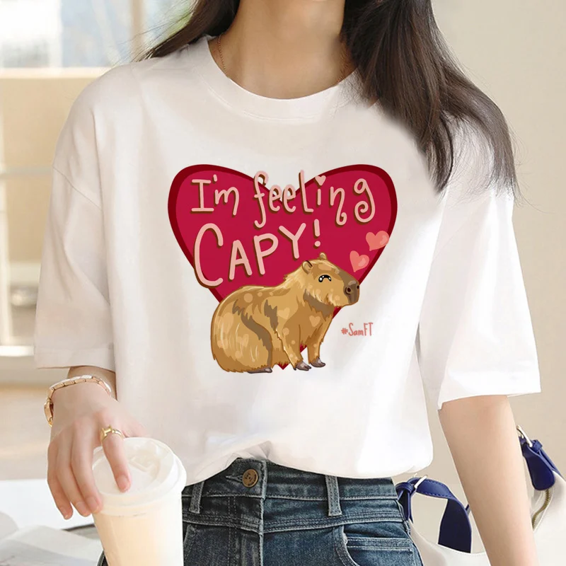 

Capybara top men summer Tee male Japanese graphic manga clothes