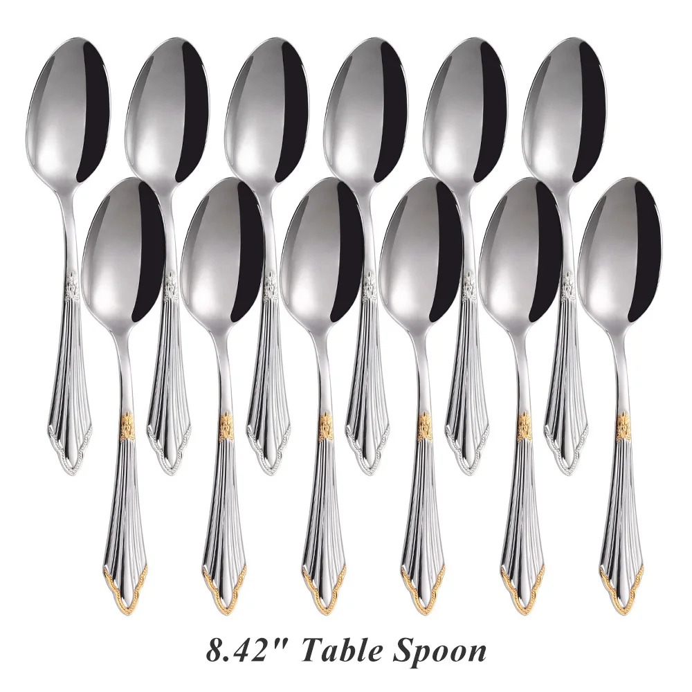 

6pcs Table Spoons Set of 6 Stainless Steel Tablespoon Soup Spoon Set Royal 6 Pieces Dinner Spoon for Kitchen/Home/Restaurant