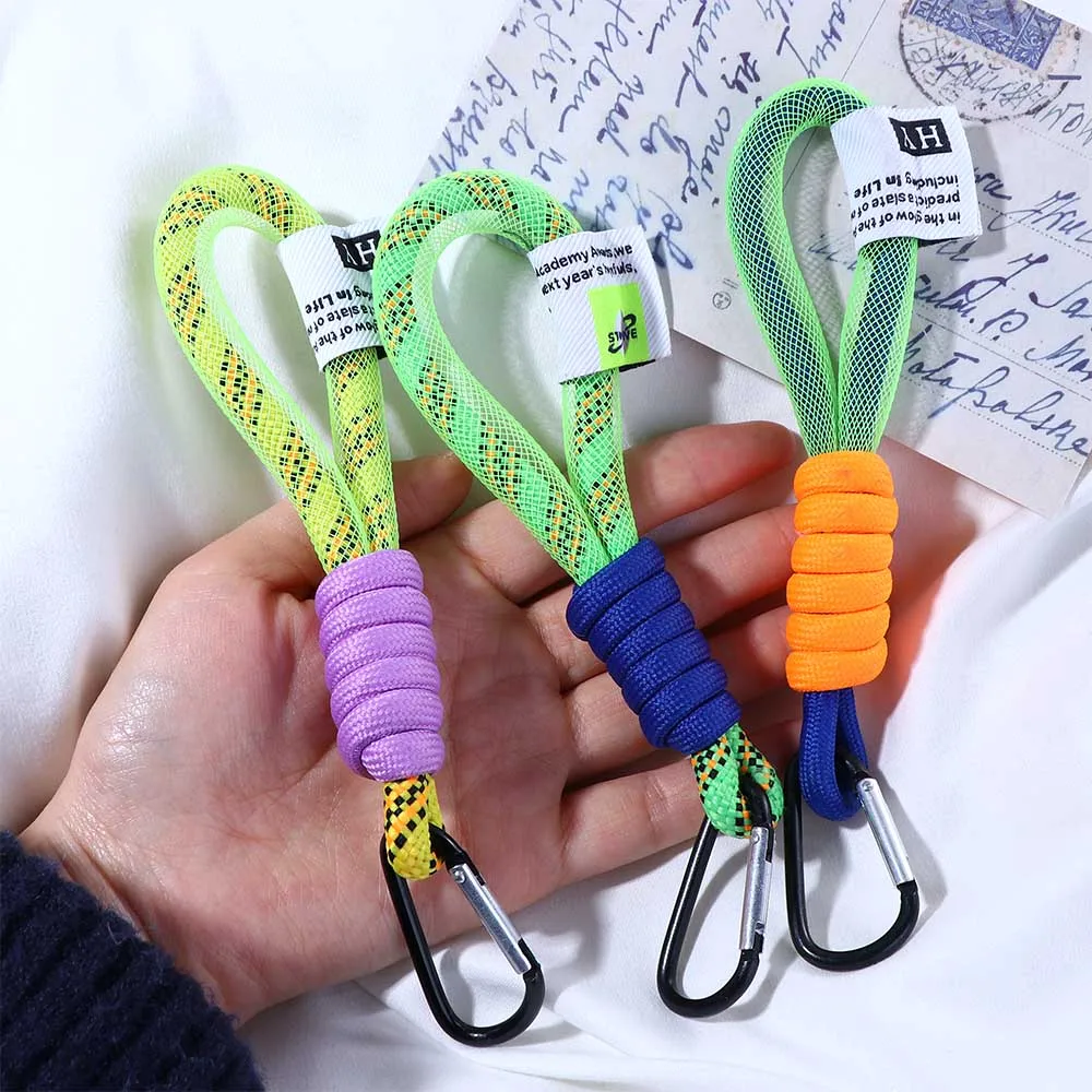 

Mesh Lanyard Keychain Fluorescent Color Phone Strap for Bags Braided Strips Keycord Hanging Trousers Accessories