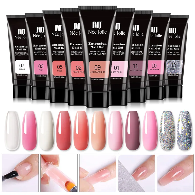 Poly Nail Gel Set 6W LED Lamp Full Manicure Kit Quick Extension Nails Building Fingertips Polygels Tool to Design Art |