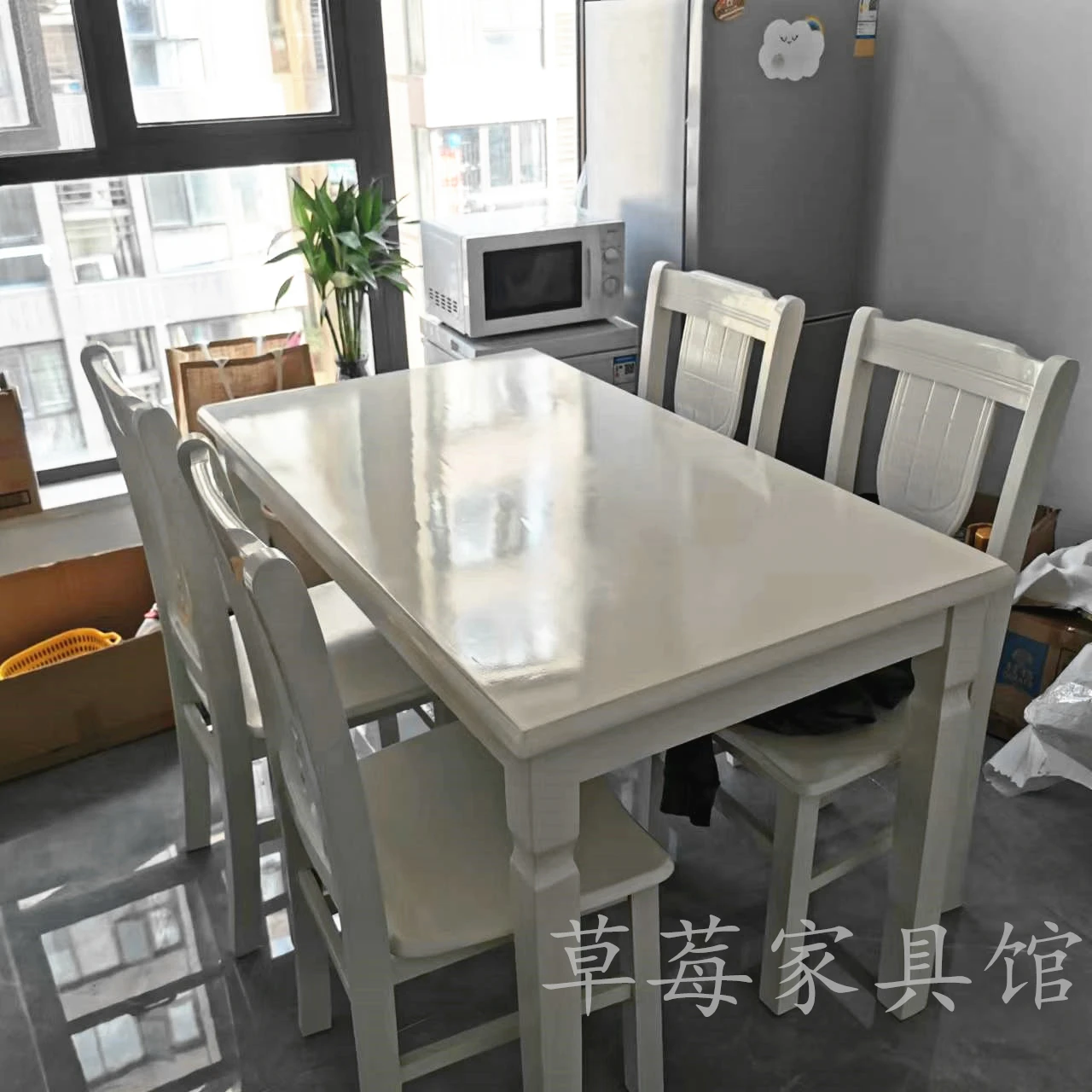 Современный минималистичный белый обеденный стол из массива дерева