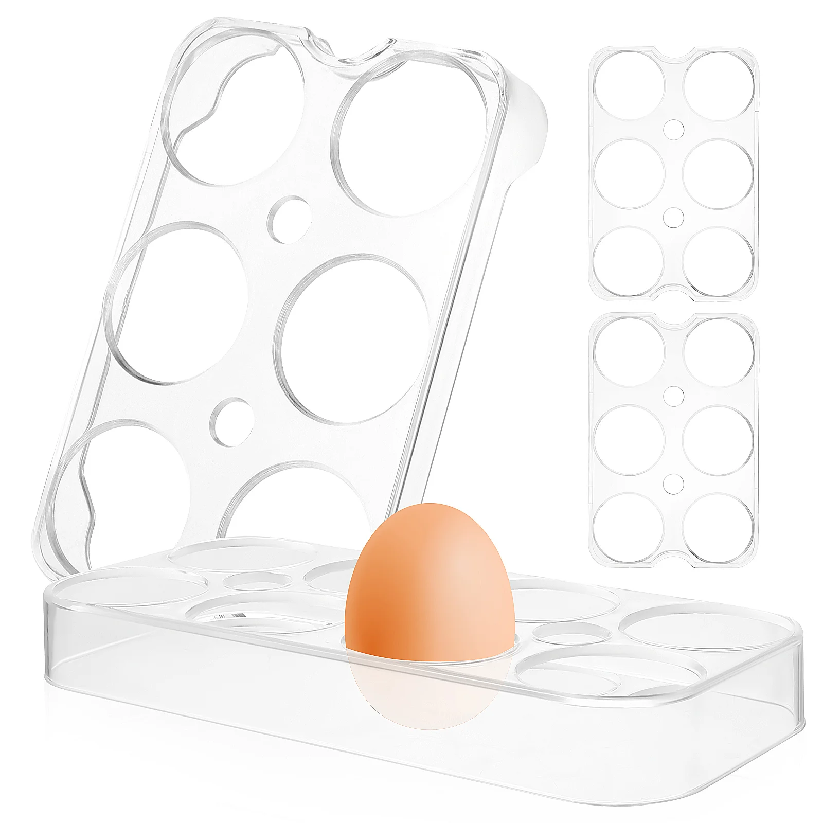 

4 Pcs Refrigerator Egg Trays Transparent Egg Holders Plastic Egg Racks for Fridge