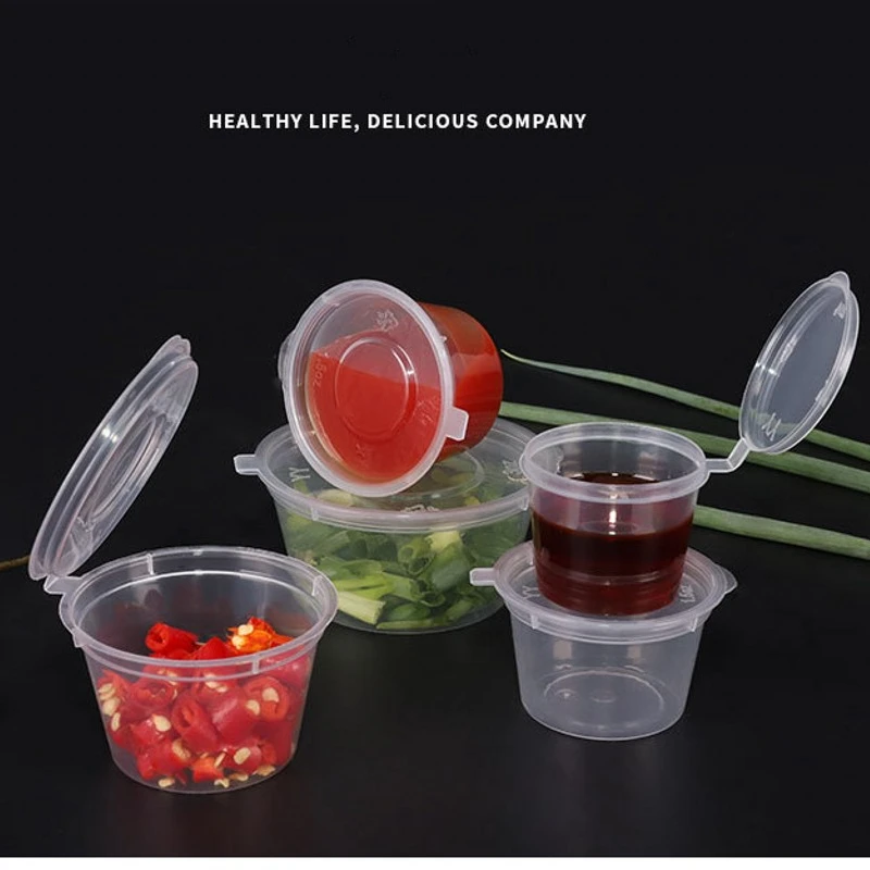 

10Pcs Food Sauce Containers Transparent Small Package Box with Lid Disposable Portable Plastic Cups Various Specifications