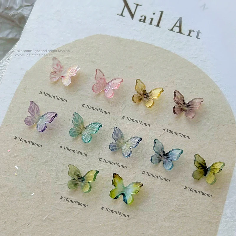 Żywica motyl akcesoria do paznokci 3D Monet kolor ogród obraz olejny mały diamentowe zdobienie DIY projekt dekoracji
