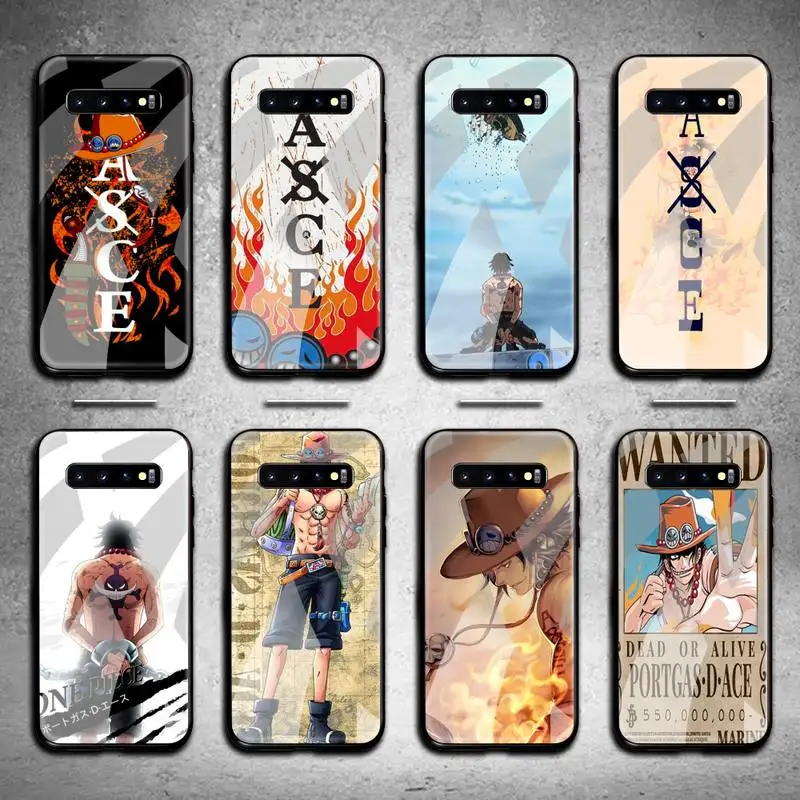 

One Piece PortGas D Ace Phone Case Tempered Glass For Samsung S20 Plus S7 S8 S9 S10 Note 8 9 10 Plus