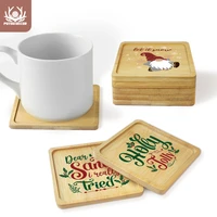 putuo decor christmas square natural bamboo wooden coasters creative placemat anti fade tray wood table mats home decor gifts