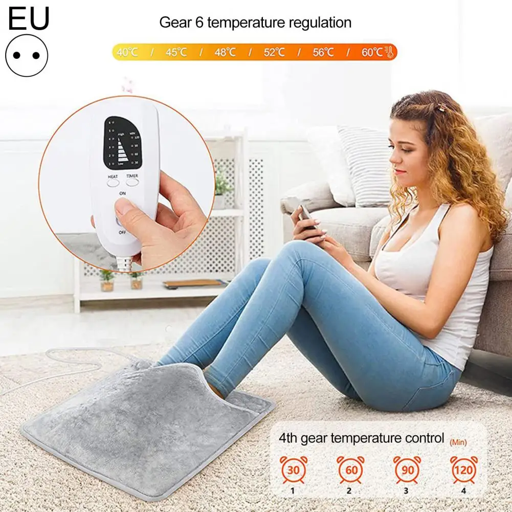

Practical Foot Heater Lightweight Foot Warmer Double-layer Spiral Heating Line Soft Plush Electric Foot Heated Pad Protection