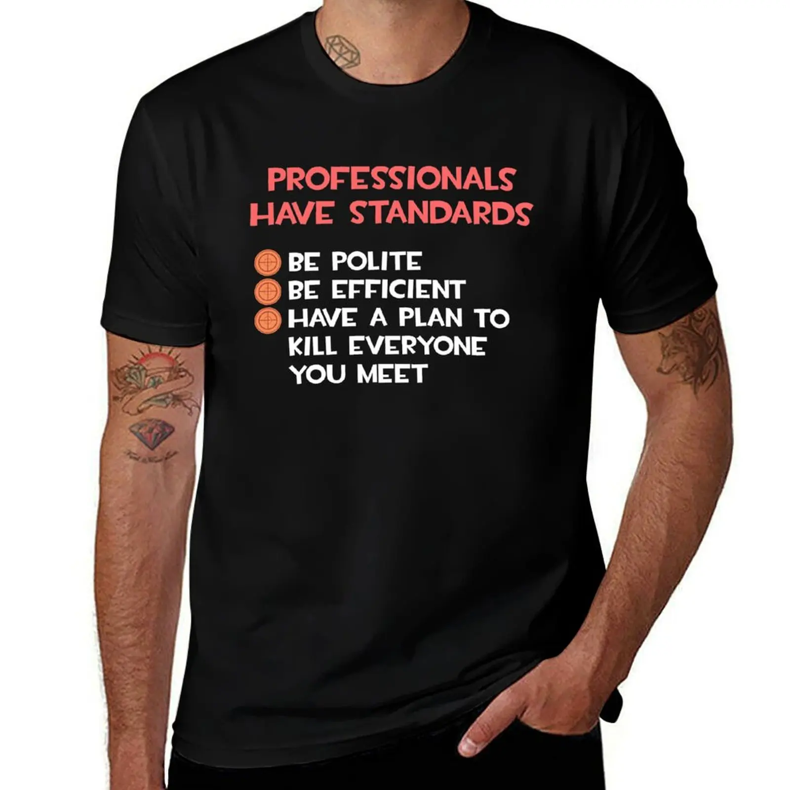 Фото Футболка Team Fortress 2 TF2 Professionals Have Standards Sniper Funny Meme с белым и красным текстом, большого размера, простая футболка №1